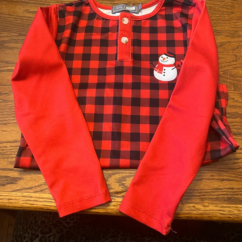 Festive Red and Black Buffalo Plaid Long Sleeve Tee